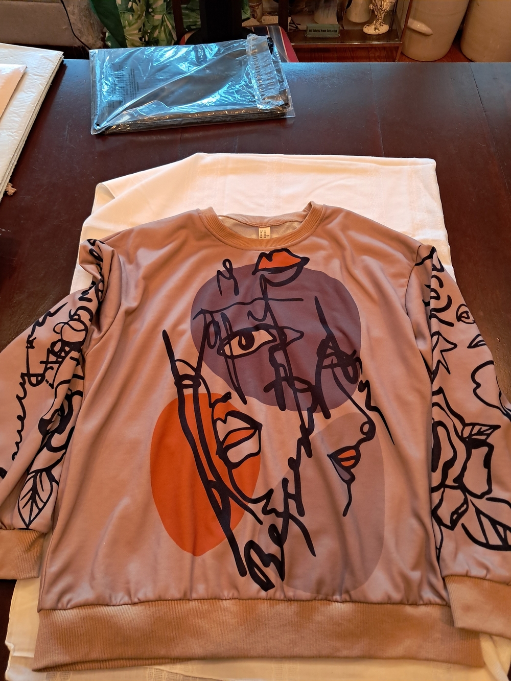 Graphic Face Print Kids Sweatshirt - Dusty Rose